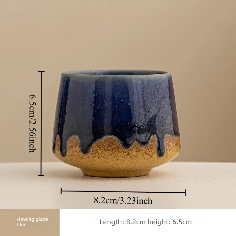 1pcs Coarse Ceramic Espresso Cup Creative Ceramic Water Cup Kiln Transformed Mug Light Luxury Retro High Aesthetic Value Oasis Select Flowing glaze blue <200ml