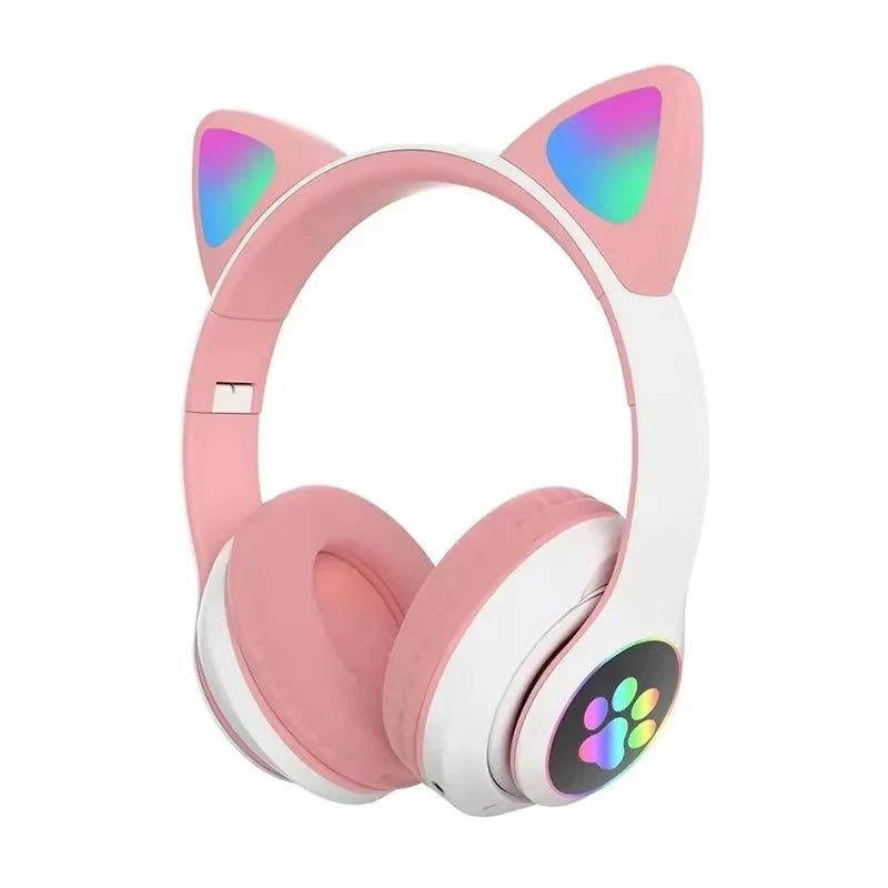 P91H Wireless Headphones Cat Ears Bluetooth Earphones Stereo Music Earbuds Bluetooth Sports Gaming Headset with Mic for Phones Oasis Select