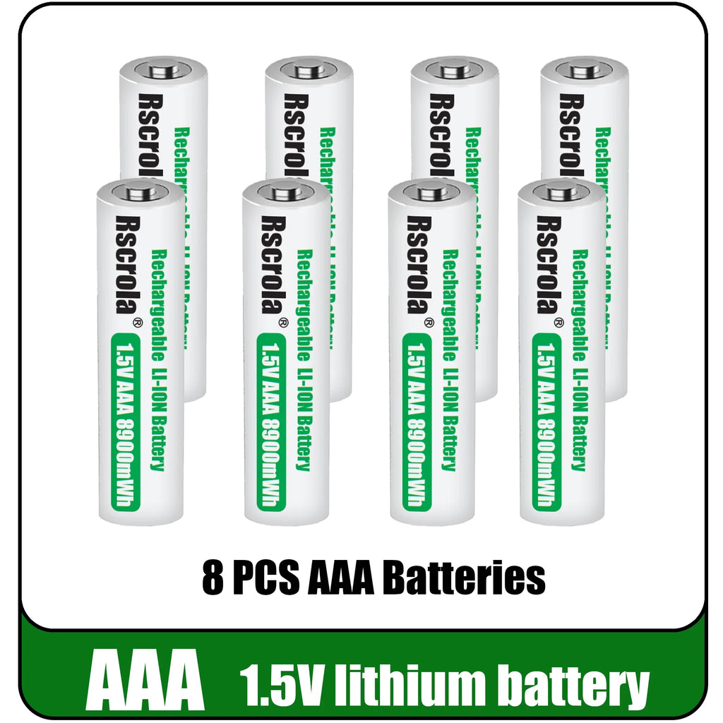 Universal Rechargeable 1.5V AAA 8900mWh Lithium ion Battery Fast charging with Charger for Camare Clock Mouse Fan Electric Toys Oasis Select 8 PCS Batteries 1.5V China Mainland