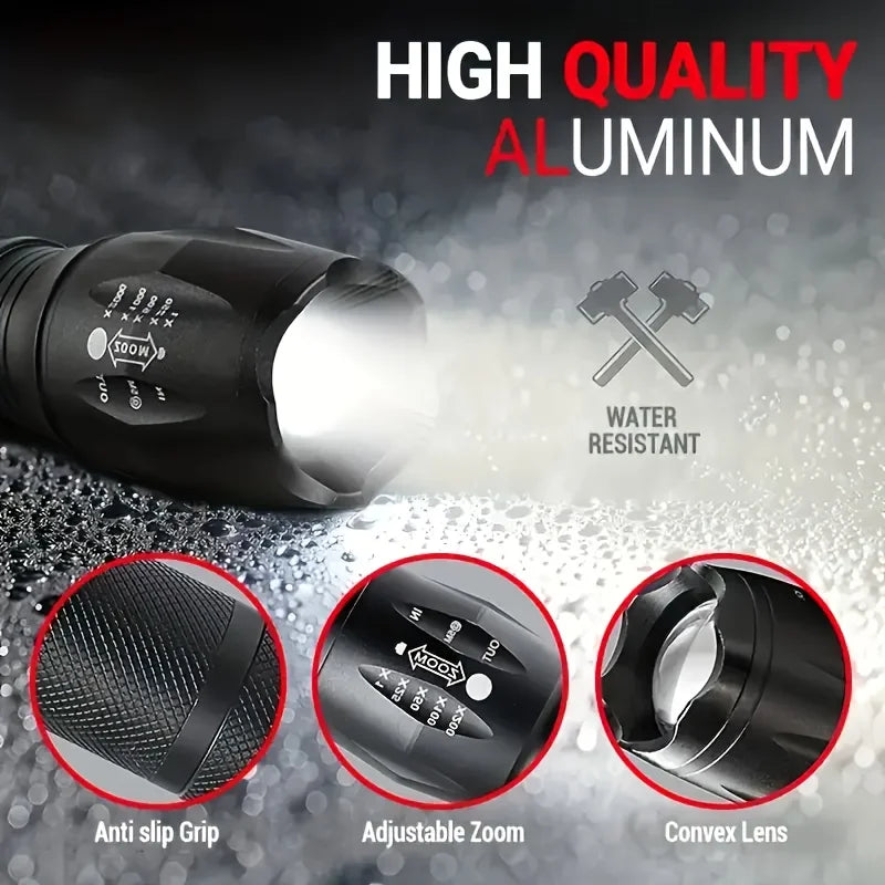 ZHIYU Zoomable LED Tactical Flashlight – Waterproof, 5 Modes