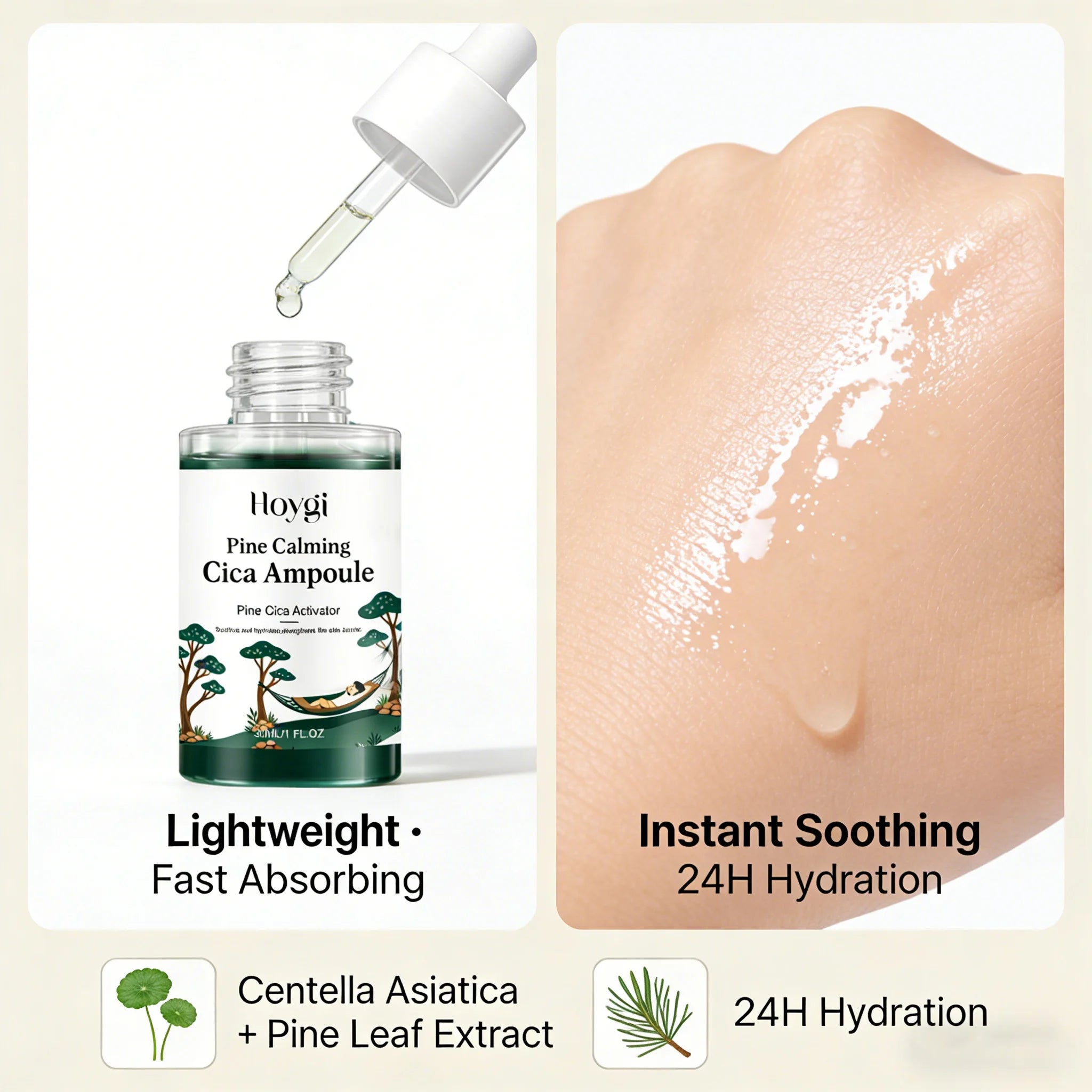 Hoygi Pine Cica Ampoule Serum – Hyaluronic Acid & Centella Face Serum Ampoule Oasis Select