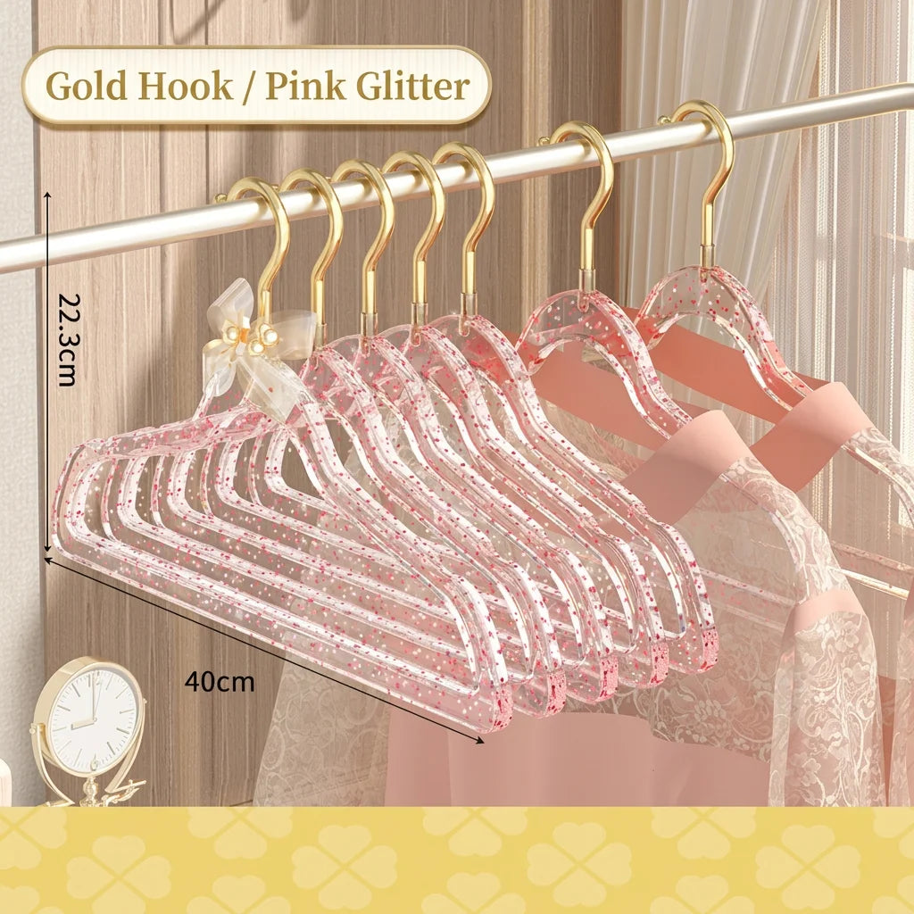 Acrylic Hanger Home Clothes Non-slip Trouser Rack Drying Coat Suit Space Saving Hanger Rack Wardrobe Storage Organization Oasis Select Red Pink10pcs