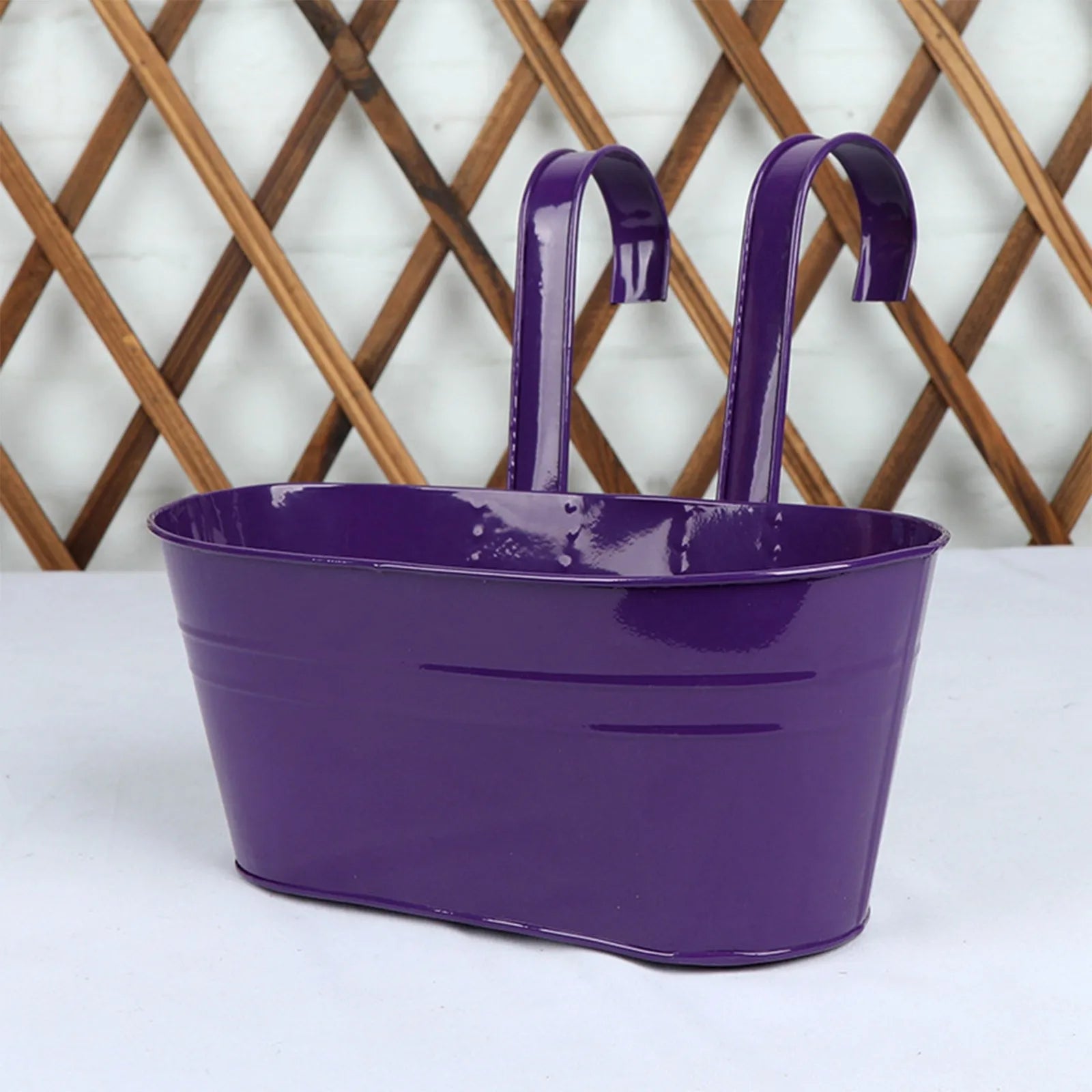 Metal Iron Hanging Flower Pots Balcony Planter with Detachable Hook, Durable Herb Pots Perfect for Fence Home Decor Oasis Select J One Size