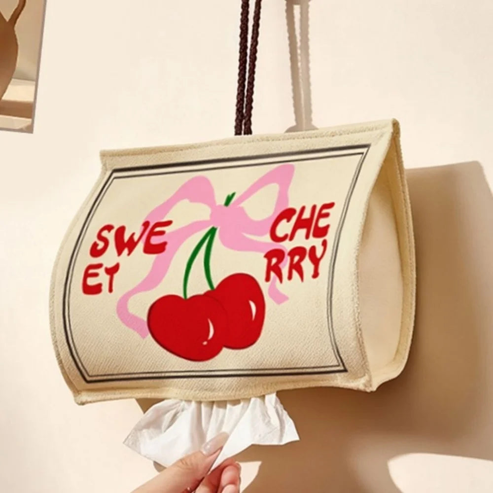 New Year Wealth Prosperity Wall Mounted Tissue Box Hanging Canvas Tissue Bag Wet Wipes Case Removable Napkins Paper Holder Oasis Select