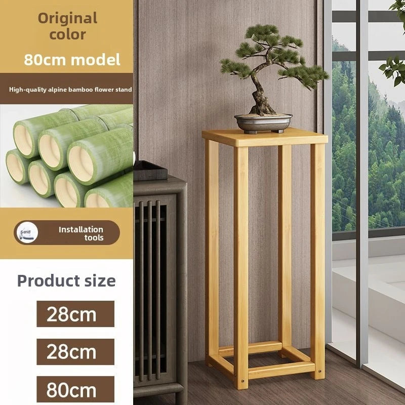 Flower stand Shelf Living room decorative ornament Flower table Solid wood multi-layer flower pot shelf Oasis Select Primary color-80cm