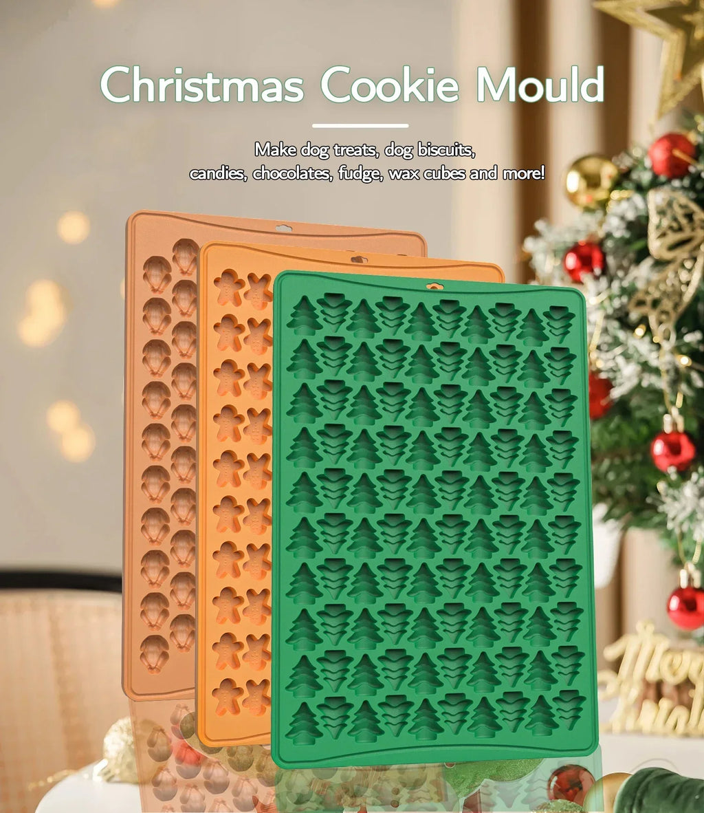 100 Hole Chocolate Mold Halloween Christmas Silicone Baking Biscuit Mold Mini Pet Dog Snack Biscuit DIY Gingerbread Man Oasis Select