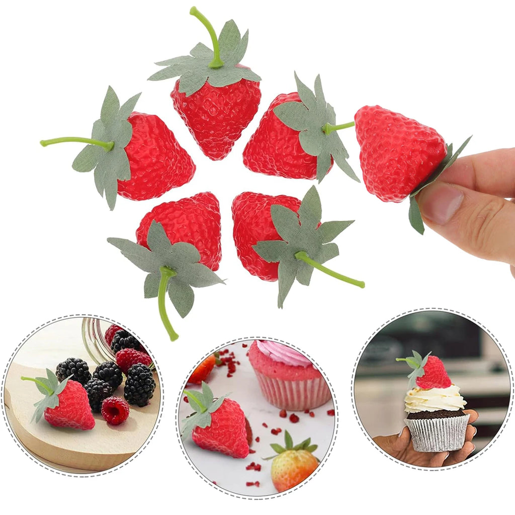 6/12/18PCS Realistic Artificial Strawberries Matte Fake Fruit Kitchen Decor Photography Props Table Centerpiece DIY Craft Oasis Select