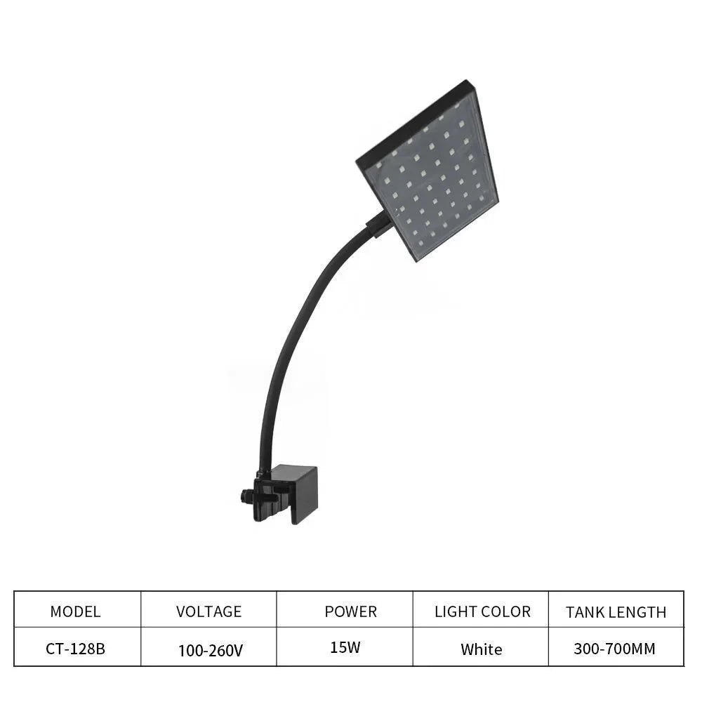 Led Aquarium Fish Tank Lighting Clip Lamp Adjusted High Brightness Landscape Plants Water Grass Algae Grow Lights with Lampshade Oasis Select CT-128B EU Plug