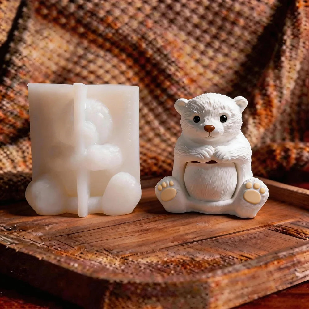 Diy Simple Bear Plaster Decoration Decoration Silicone Mold Can Be Filled With Candle Striped Candlestick Epoxy Mold Oasis Select