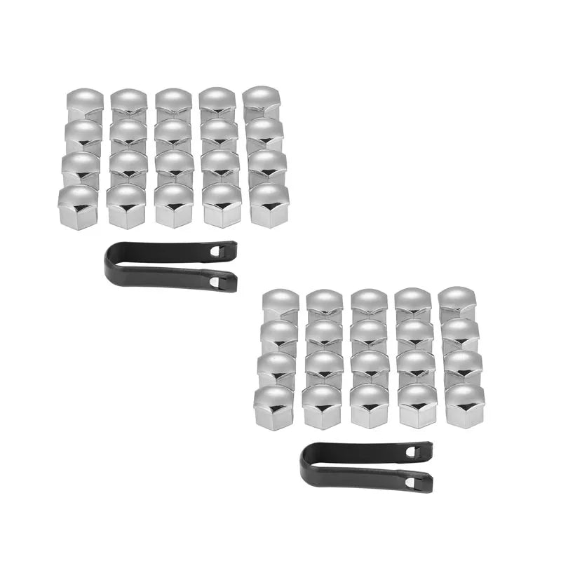 20/40Pcs Universal Anti-Rust 17 19 21mm ABS Auto Trim Tyre Wheel Nut Screw Bolt Protection Covers Cap Car Accessories Oasis Select 40Pcs plate silver 17mm