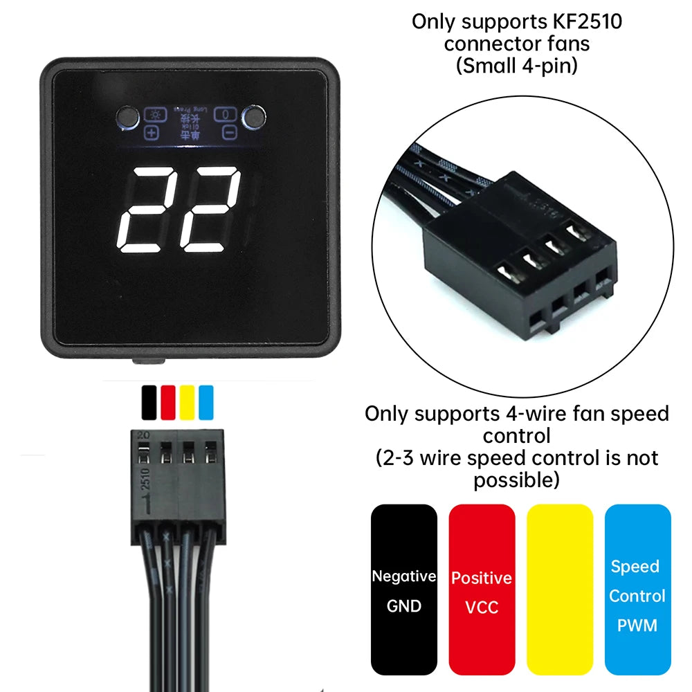 4Pin Fan PWM Speed Controller Digital Display Remote Control DC 24V 12V 5V Controller Gonvernor for DIY PC Cooling Oasis Select