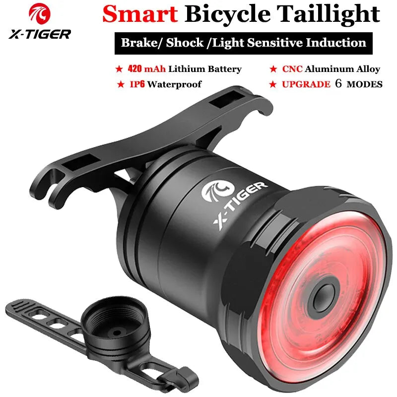 X-TIGER Bike Rear Light Smart Brake Sensing Light Bicycle Tail Light IPX6 Waterproof LED Charging Taillight Cycling Accessories Oasis Select Tail Light
