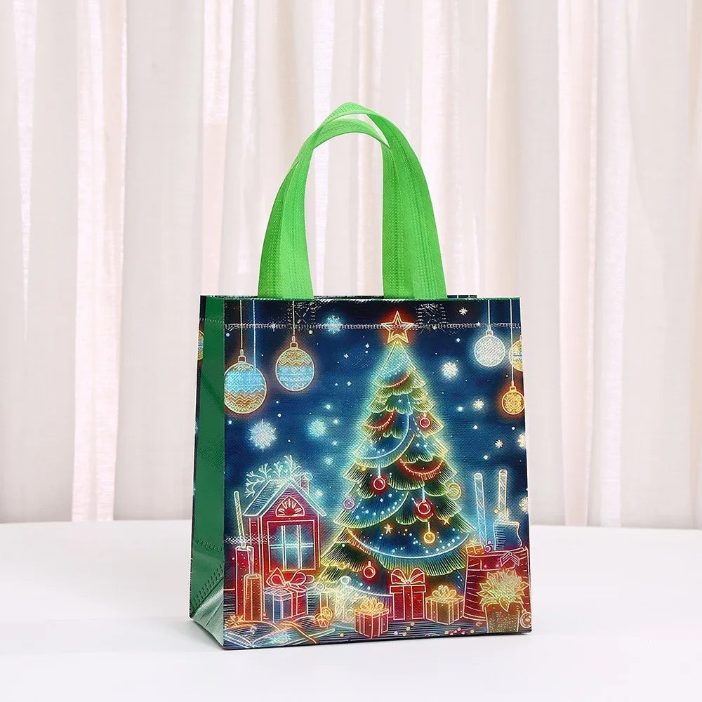 Merry Christmas Non-woven Tote Bag Kids Gift Fabric Packaging Large Handbag Waterproof Storage Reusable Pouch Oasis Select R Other