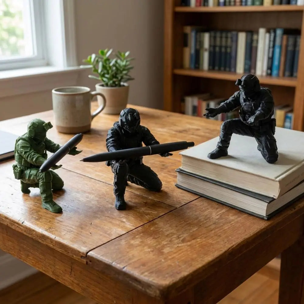Unique Soldier Pen Holder Plastic Special Forces Figure 3D Printed Pen Stand Stationery Pencils Desk Organizer Desktop Decor Oasis Select