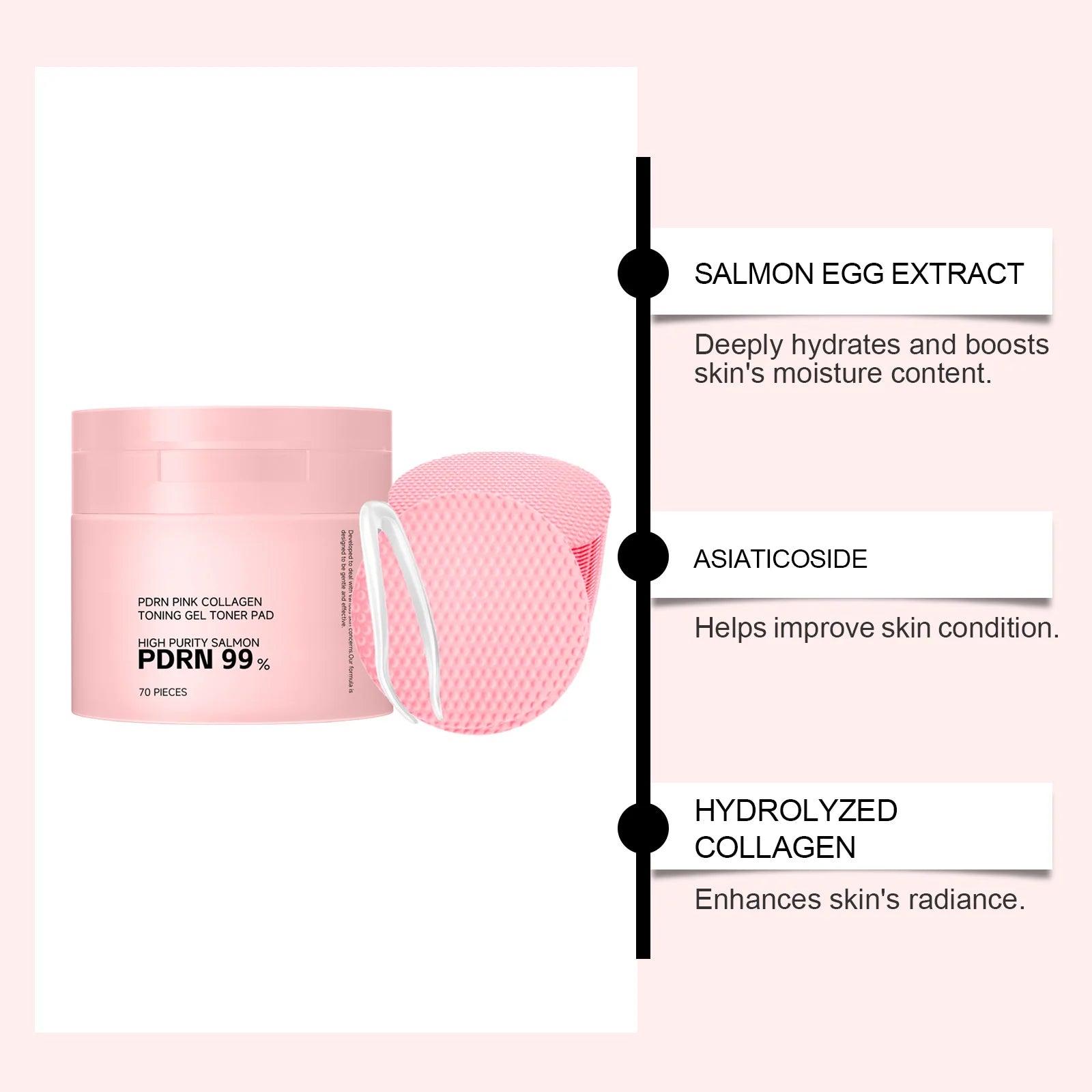 PDRN Pink Collagen Toning Gel Toner Pad Hydrating Shrink Pores Brightening Improve Skin Elasticity Smoothing Firming Cotton Pads Oasis Select