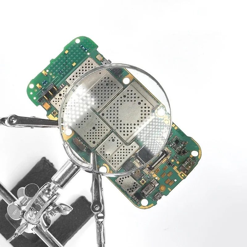 Soldering Iron Station Stand With Welding Magnifying Glass Clip Clamp Third Hand Helping Desktop Magnifier Soldering Repair Tool Oasis Select