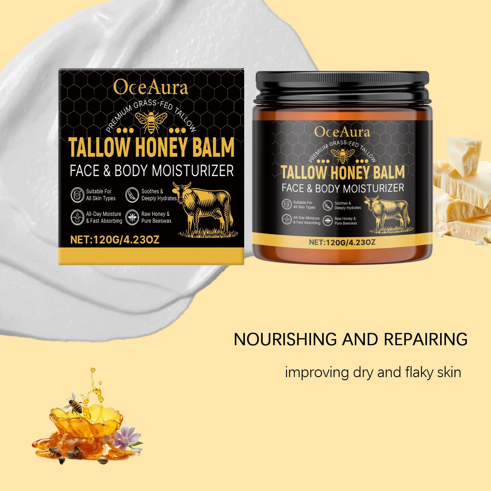 Tallow Honey Balm – Hydrating Brightening Firming Body Cream Body Moisturising Balm Oasis Select