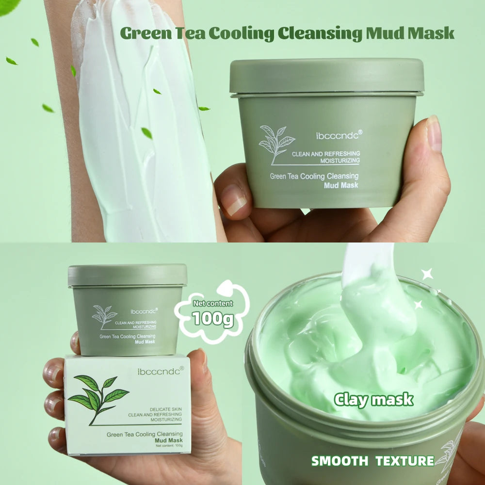 Green Tea Mud Mask Natural Skincare Deeply Cleansing Pore Nourishing Clay Face Mask Face Skin Care Cleaner 100g Oasis Select