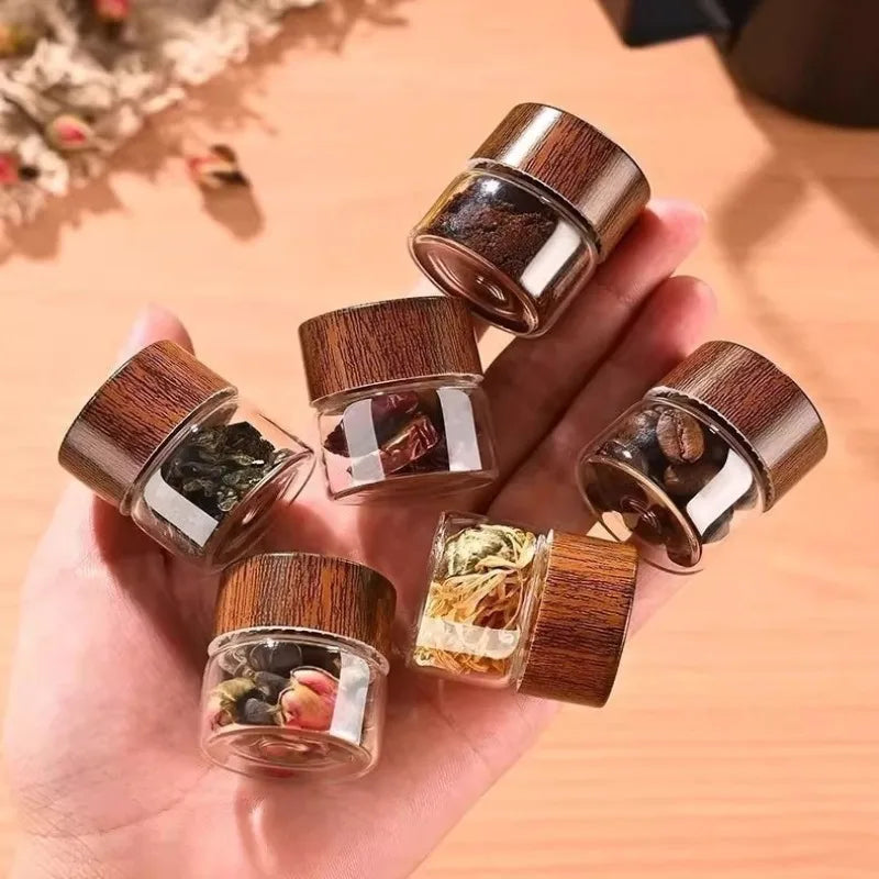 Mini Glass Sealed Jar Food Grade Coffee Powder Tea Storage Jar Gold Bean Storage Bottle Portable Small Empty Bottle Oasis Select