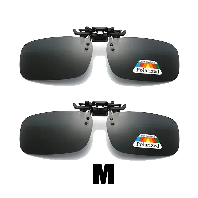 1/2/3PCS Polarized Sunglasses Clip For Driving Night Vision Glasses UV400 Outdoor Sunshade High Definition Sunglasses Clip Oasis Select Black M x2Pcs