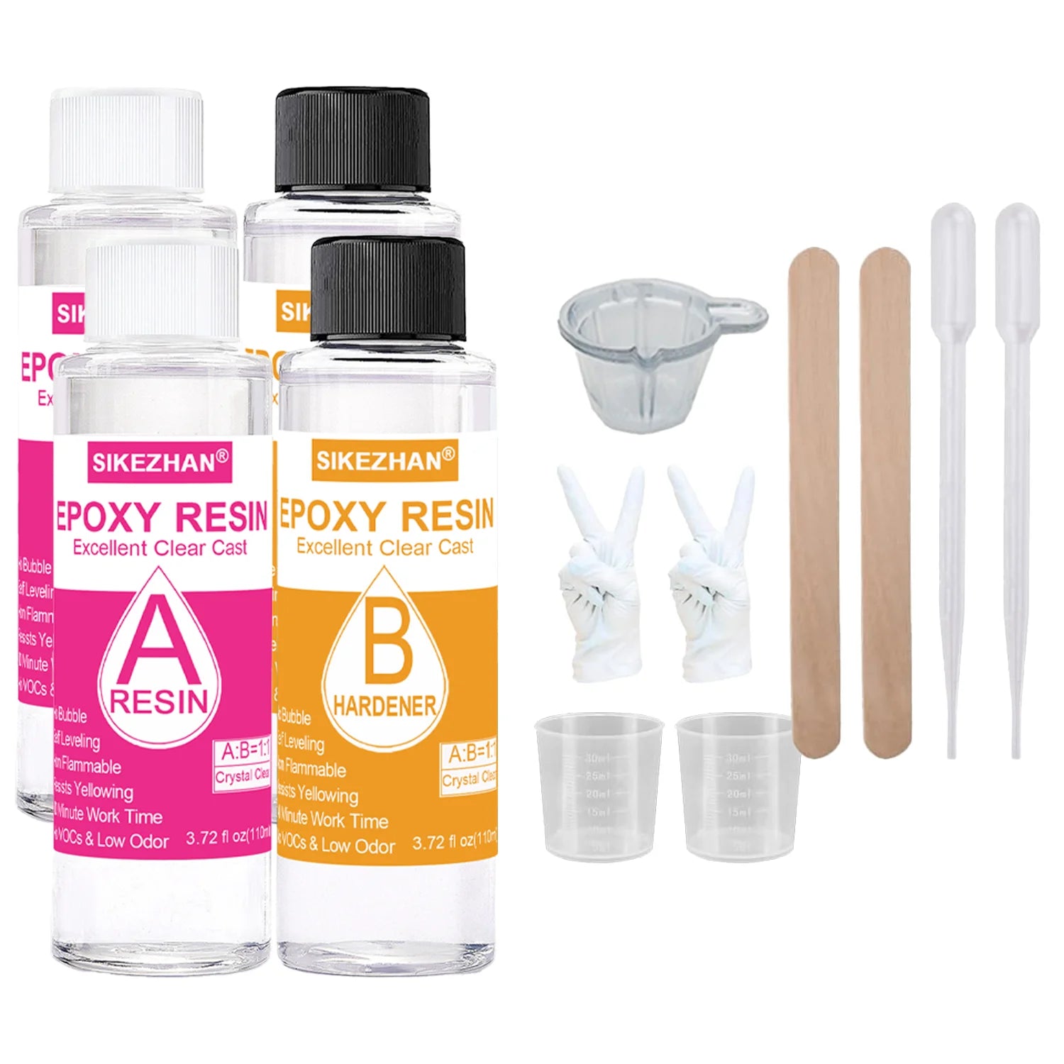 Crystal Clear Epoxy Resin Kit 1:1 Casting Easy Mix Self-Leveling Non-Yellowing For DIY Jewelry Art Crafts Molds River Tables Oasis Select 440ml- tool