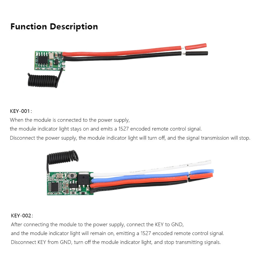 DC 3V-24V Wide Voltage Universal RF Module Miniature Wireless Transmitter-Receiver Module 433MHZ Transmitter LED Remote Control Oasis Select