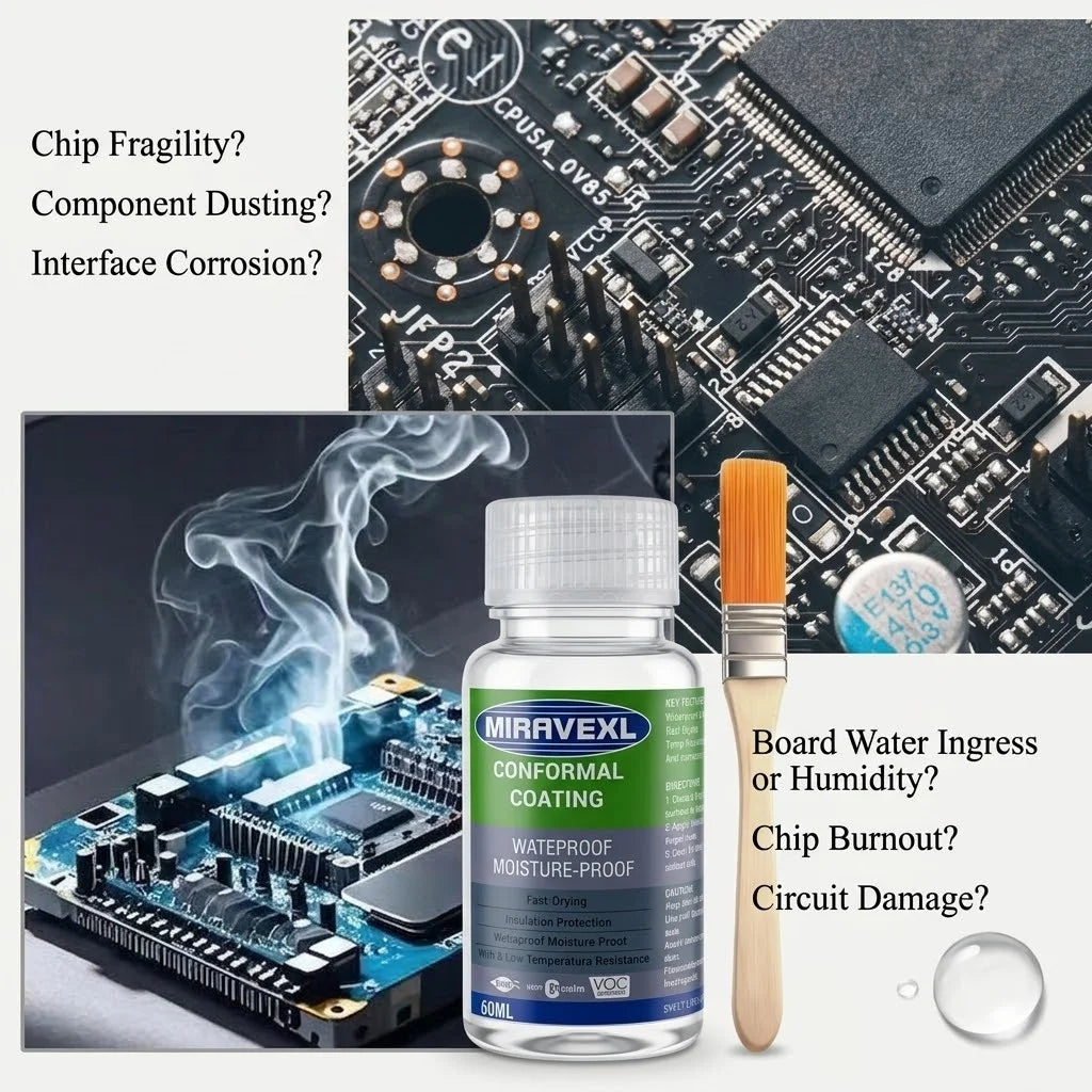MIRAVEXL Clear Conformal Coating bottle with applicator brush offers thermalresistance, seals bonds and encapsulating properties Oasis Select