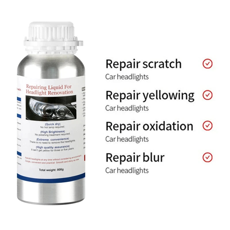 Car Headlight Polishing Liquid Polymer Car Headlamp Renovation Restoration Cleaning Agent 800ML/200ML Auto Repair Accessories Oasis Select
