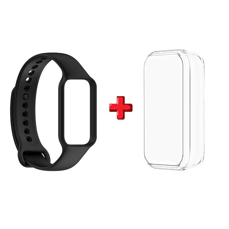 2-in-1 TPU Case & Silicone Band for Amazfit Band 7 Sport Strap Watch Band & Case Oasis Select Black