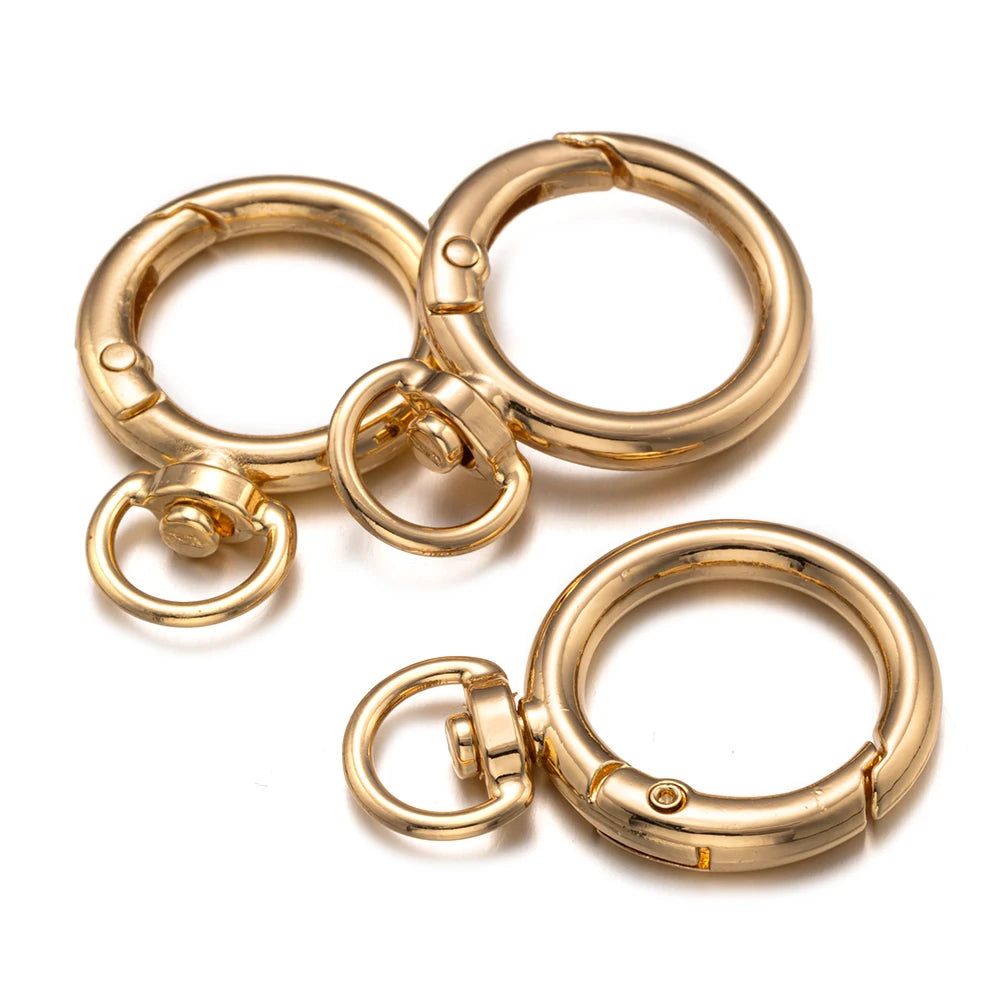 5pcs/Lot Round Openable Swivel Metal Spring Key Rings Buckles Clasps For DIY Bag Keychains Connector Jewelry Making Accessories Oasis Select