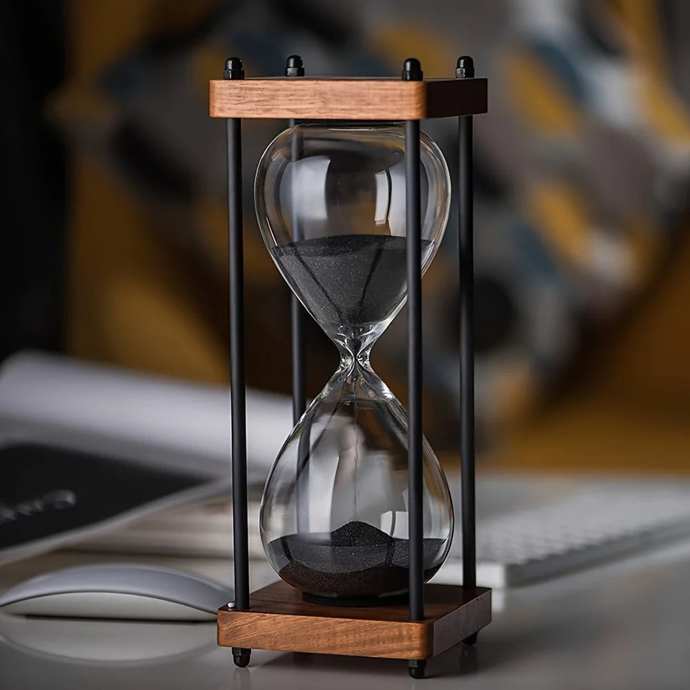 Large Decorative Wooden Hourglass Timer-30 Minute Sand Glass with Elegant Table Decor- Perfect Holiday Party Birthday Gift Idea Oasis Select