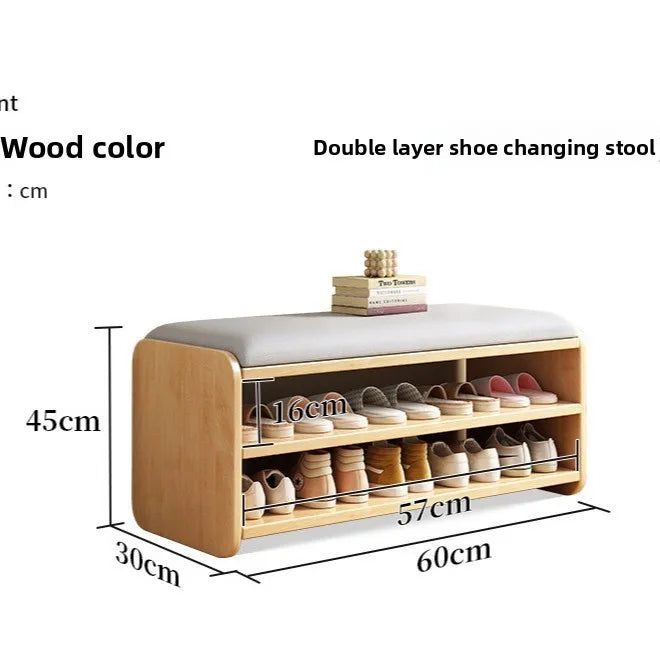 The shoe cabinet changing stool at home, the shoe rack, and the seat stool are integrated into the door. Long strip shoe stool Oasis Select Wood grain 60cm