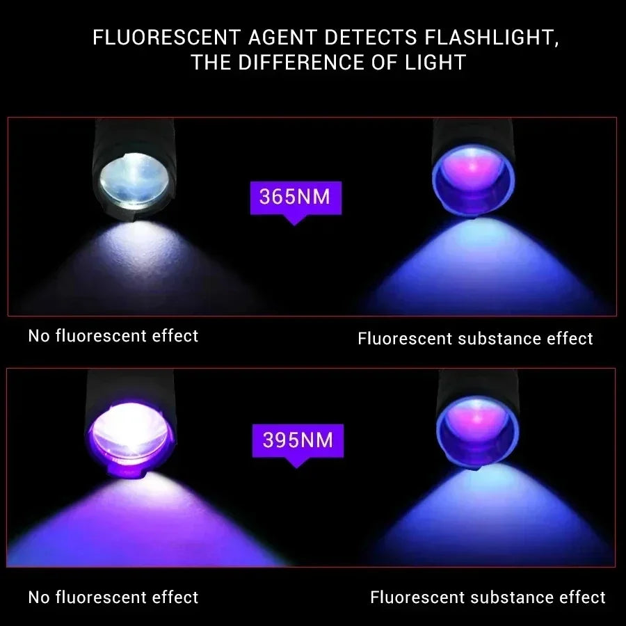Wavelength Violet Flashlight UV LED Portable Flashlight 395nm Black Light Pet Urine Scorpion Feminine Hygiene Detector Torch Oasis Select