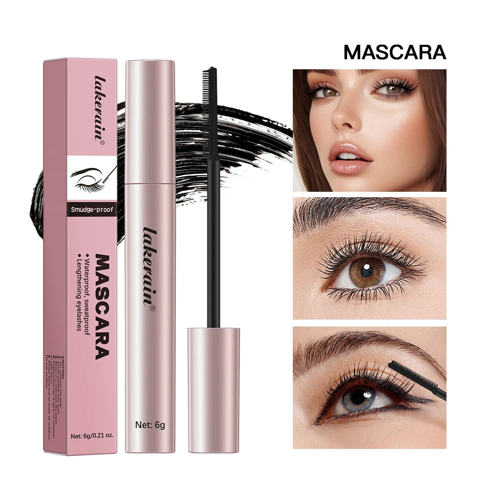 Liquid Black Mascara Smudge-proof Waterproof Eyelash Makeup Curling Volume Lashes Sweat-proof Lengthening Eyelash Women Makeup Oasis Select 1 pc