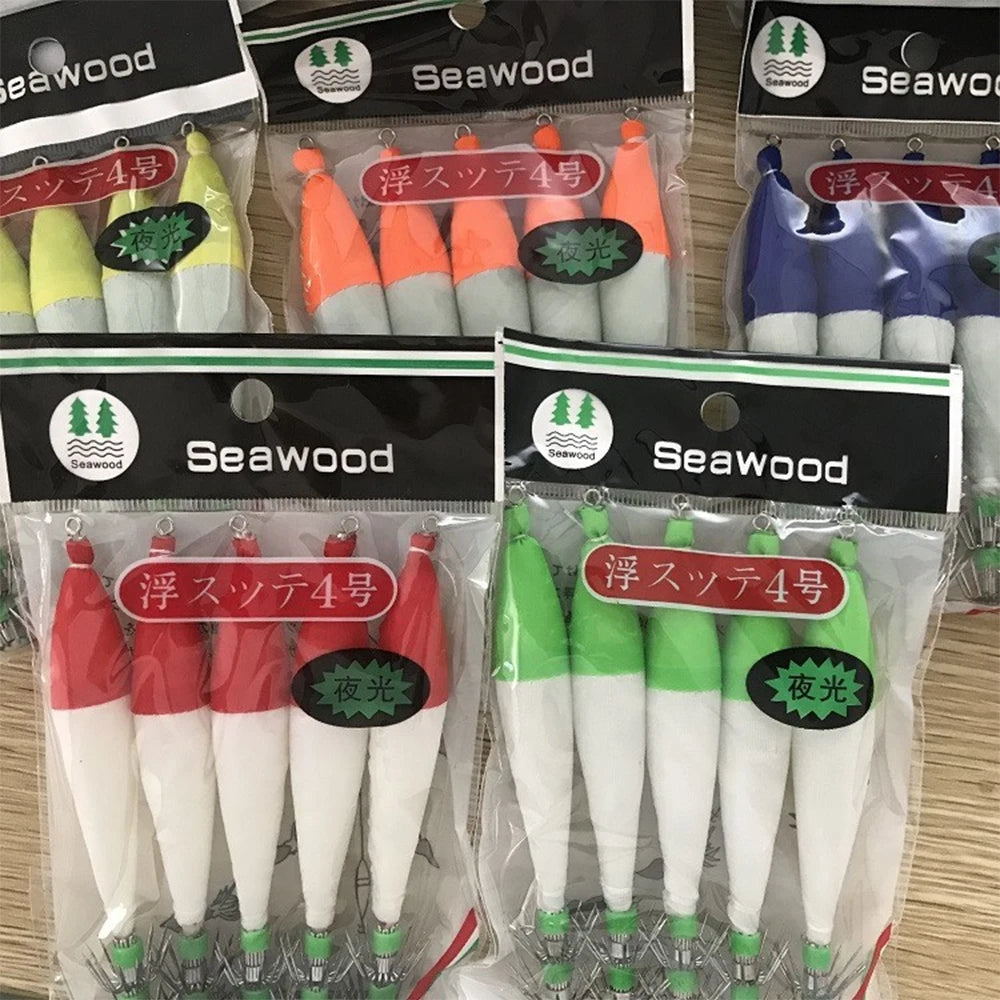 4#10.5cm/6.3g five-color luminous squid hook cloth roll squid needle explosion shrimp hook octopus hook sea fishing lure Oasis Select