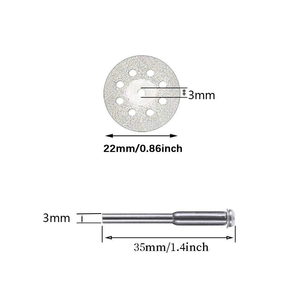 10/30 pcs of 22mm diamond cutting discs with grinding wheel shafts, for cutting plastic wood and metal,for electric rotary tools Oasis Select