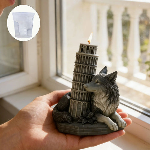3D Gothic Wolf & Leaning Tower Silicone Candle & Resin Mold Silicone Craft Mold Oasis Select