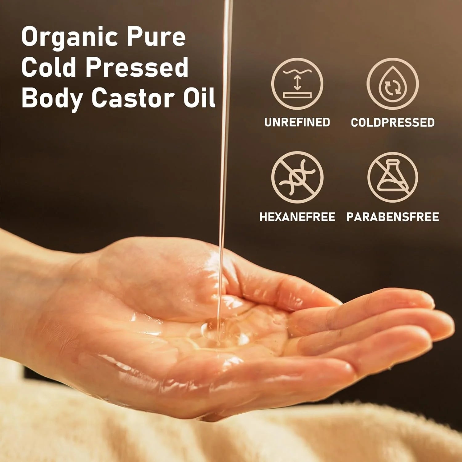 Organic Castor Oil Rose Quartz Roller Ball, 100% Pure Cold-Pressed Hexane-Free, for Body, Eyebrows & Skin Massage Care Oil Oasis Select