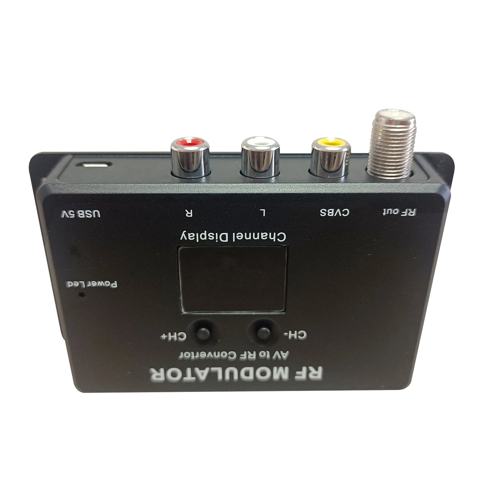 Single channel AV to RF analog modulator self-produced programs insertion mixer, cable TV analog frequency adjustable Oasis Select black