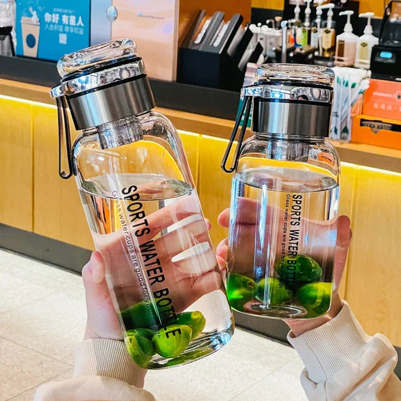 1500ML/2000ML Large Capacity High Borosilicate Glass Water Bottle Transparent Milk Juice Cup Outdoor Portable Thermos Cup Oasis Select
