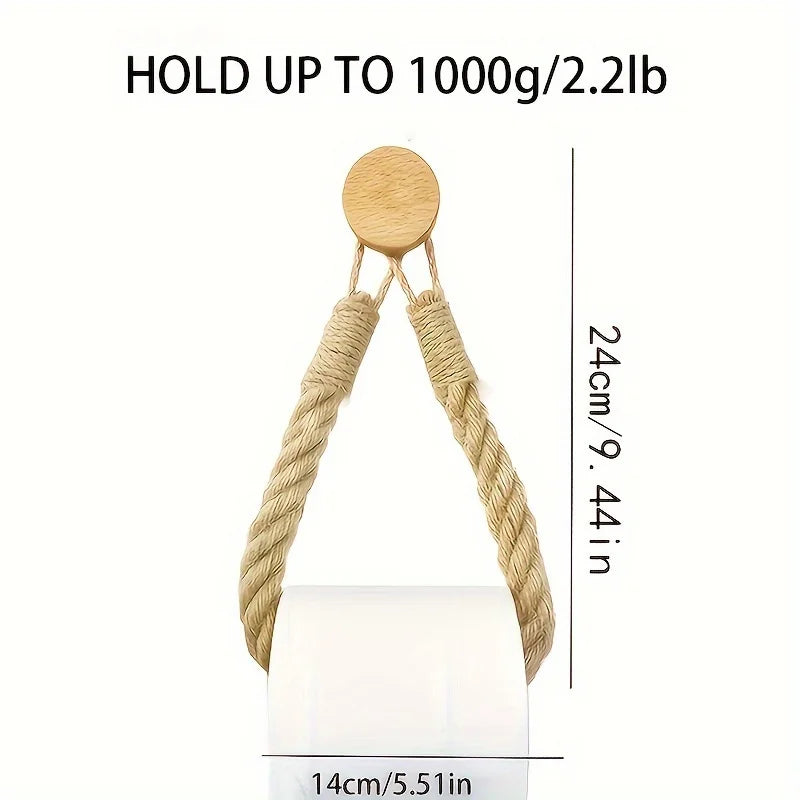 Retro Hemp Rope Toilet Paper Holder – Punchless Wall Mount Toilet Paper Holder Oasis Select