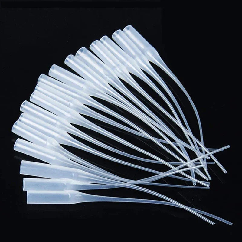100Pcs Glue Micro-Tips Plastic Glue Bottle 502 Glue Rubber Hose Rubber Drip Tube Mouse Tail Dispensing Needle Dispensing Hose Oasis Select