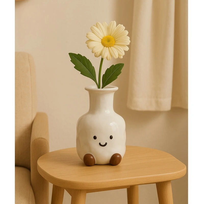 Cute Smiling Face Vase Creative Decorative Item for Home Living Room Table Dried Flowers Flower Arrangement Fresh Flowers Oasis Select 1PCS 13X18CM