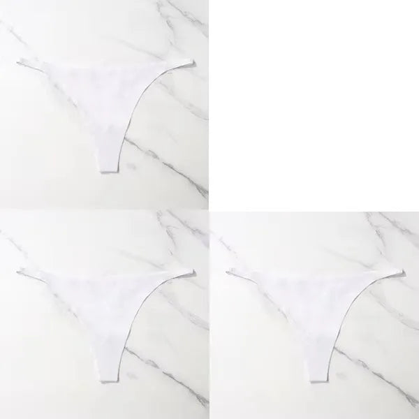 1-4Pcs Ice Silk Seamless Panties For Women Soft Thin Band Thongs Woman Satin Underwear Female Bikini Panties String Tangas Mujer Oasis Select white 3pcs L