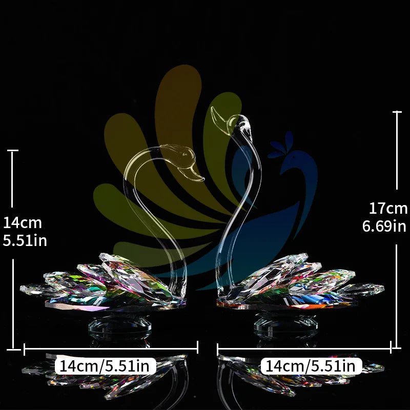 Crystal Swan Creative Living Room Porch Decoration TV Cabinet Wine Cabinet Window Home Decoration Crystal Crafts Oasis Select F 2pcs 17cm x 14cm