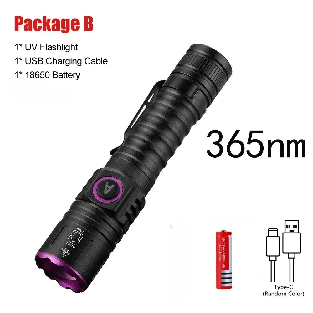 POCKETMAN 365/395nm UV Black Light Flashlight | Type-C USB