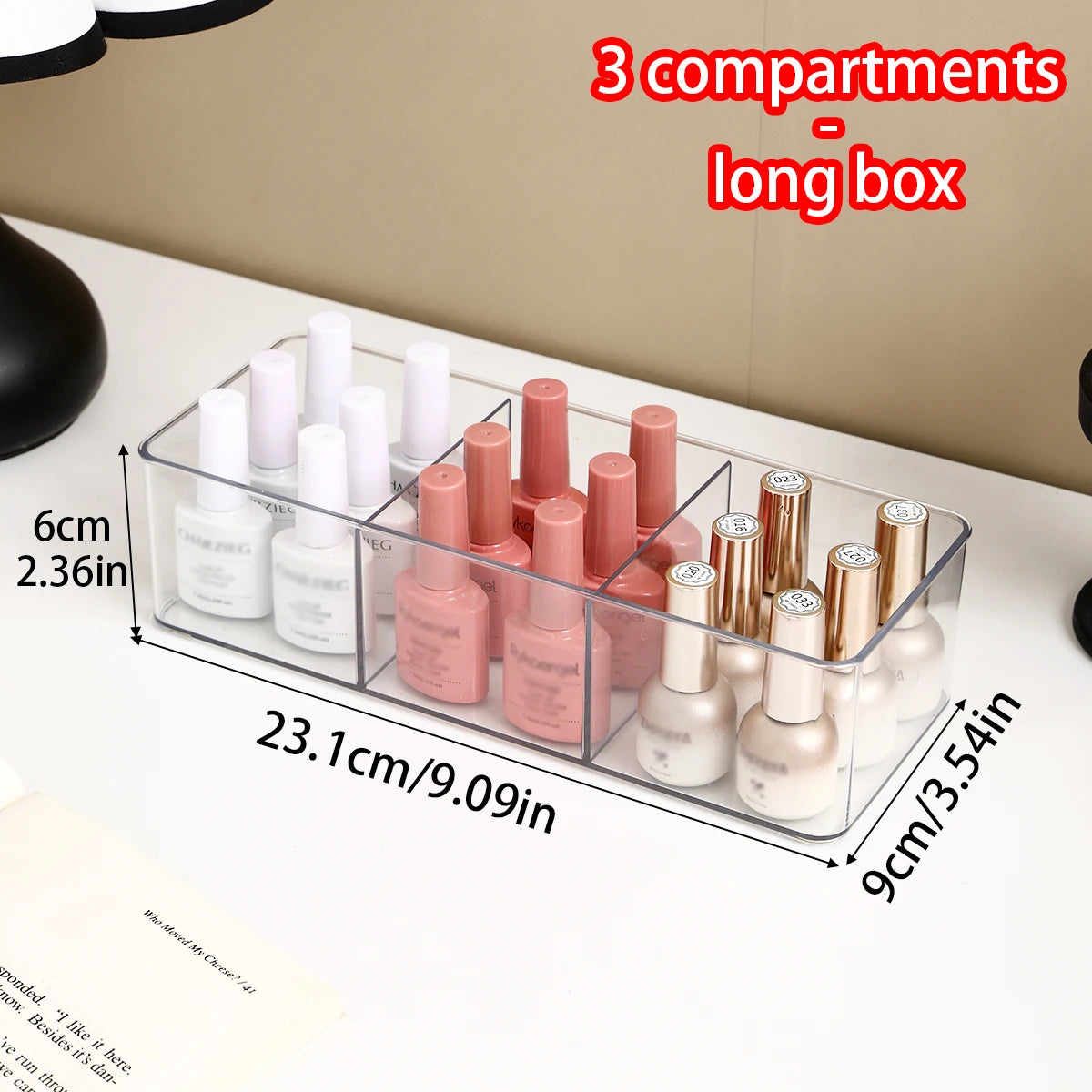 1pc acrylic three grid/space nail polish storage box nail polish display organizer dresser nail shop storage device Oasis Select 3grids - transparent