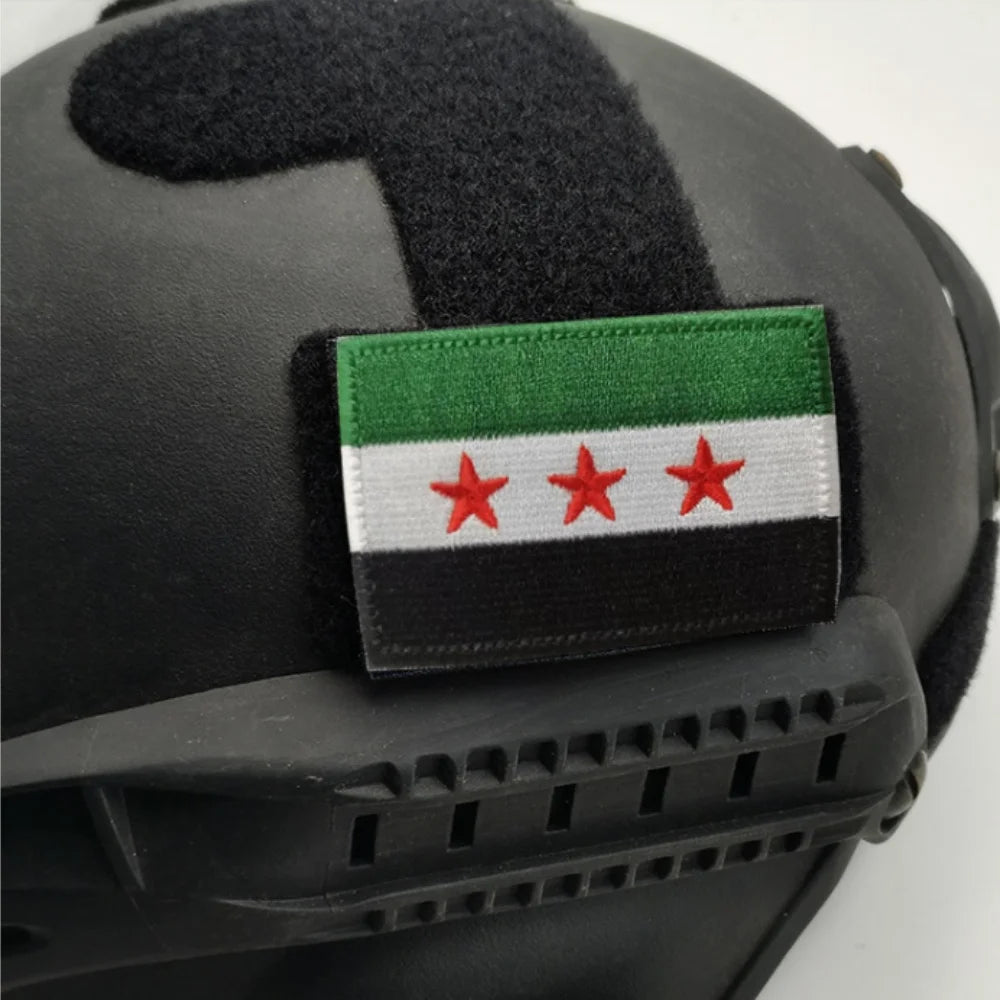 Syrian Flag Embroidered Patch – Iron-On & Hook Loop Badge