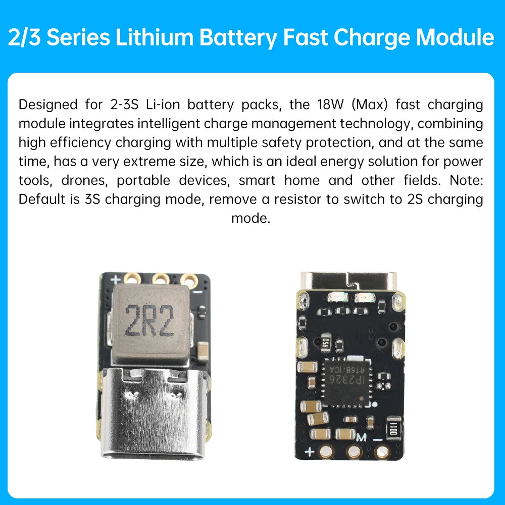 DC-DC Step Up Booster 2S 3S Type-C 18W 1.5A Lithium Battery Charger Module Fast Charge Power Supply Mini Converter Module Oasis Select