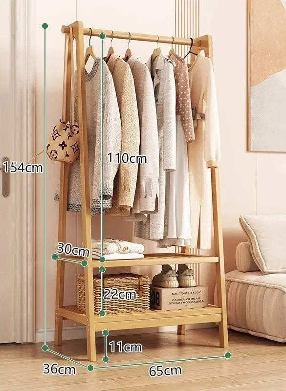 Clothes rack, floor to ceiling, bedroom, household, hanging clothes rack, simple and multifunctional storage rack, clothes rack Oasis Select double-layer 65cm A